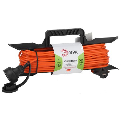 Удлинитель-шнур на рамке 1х20м без заземл. 6А IP20 UFx-1-2х0.75-20m ПВС 2х0.75 Эра Б0046821 Б0046821