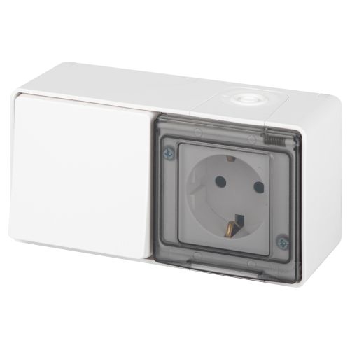 Блок розетка с выключателем Эксперт 11-7501-01 IP55 16А (10AX)-250В ОУ бел. Эра Б0063288 Б0063288