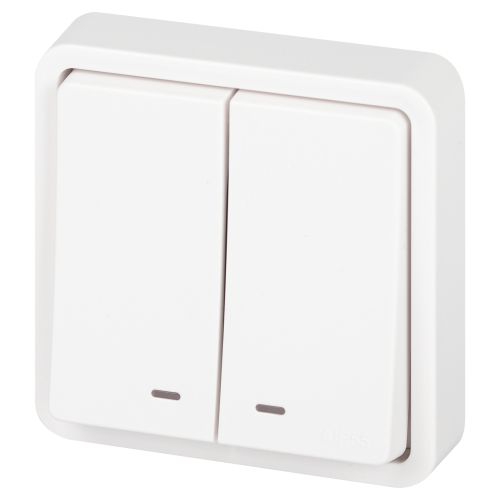 Выключатель Эксперт 11-1525-01 двойн. с подсветкой IP55 10АХ-250В СУ бел. Эра Б0063304 Б0063304