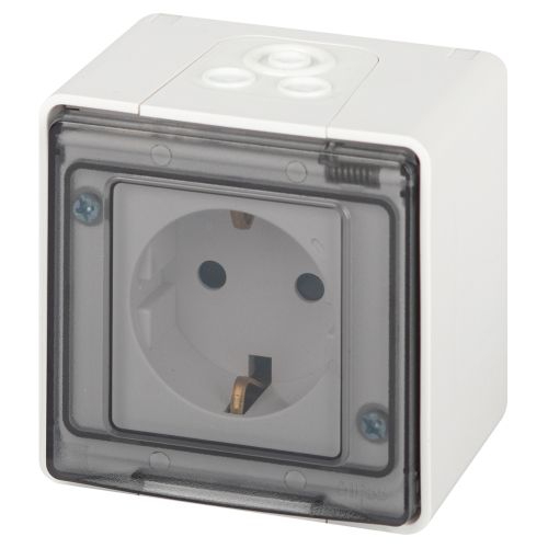 Розетка Эксперт 11-2502-01 2P+E IP55 шторки 16А-250В ОУ бел. Эра Б0063280 Б0063280
