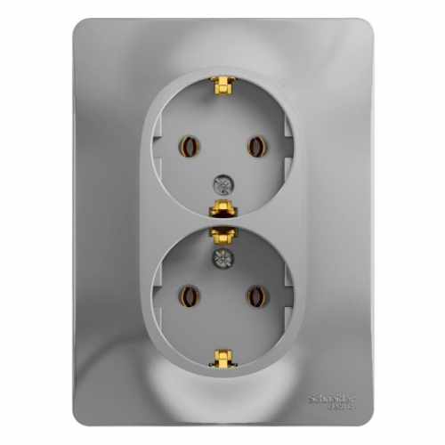 Розетка 2-м СП Glossa 16А IP20 с заземл. в сборе алюм. SE GSL000324 GSL000324