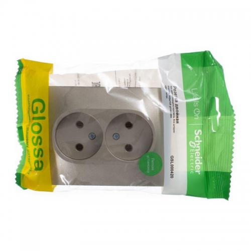 Розетка 2-м СП Glossa 16А IP20 без заземл. в сборе титан SE GSL000420 GSL000420