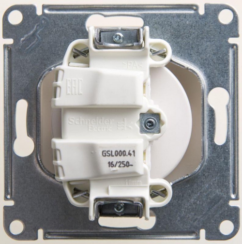 Розетка 1-м СП Glossa 16А IP20 250В без заземл. механизм перламутр. SE GSL000641 GSL000641