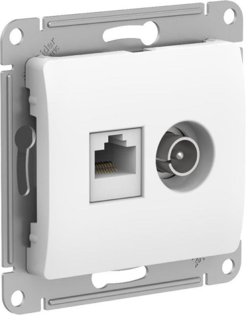 Розетка компьютерная + телевизионная 2-м Glossa RJ45 кат.5E + TV механизм бел. SE GSL000189 GSL000189