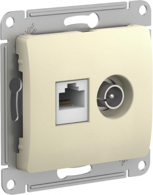 Розетка компьютерная + телевизионная 2-м Glossa RJ45 кат.5E + TV механизм беж. SE GSL000289 GSL000289