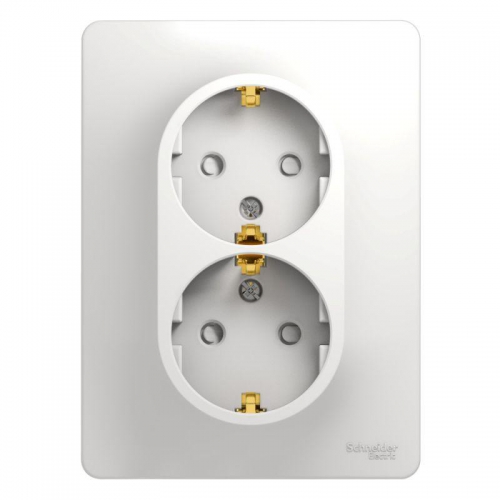 Розетка 2-м СП Glossa 16А IP20 с заземл. защ. шторки в сборе бел. SE GSL000126 GSL000126