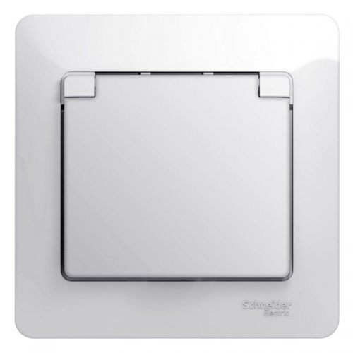 Розетка 1-м СП Glossa 16А IP20 с заземл. защ. шторки с крышкой в сборе бел. SE GSL000146 GSL000146