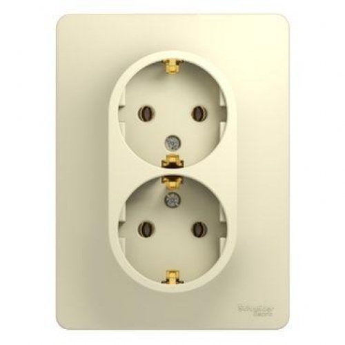 Розетка 2-м СП Glossa 16А IP20 с заземл. в сборе беж. SE GSL000224 GSL000224