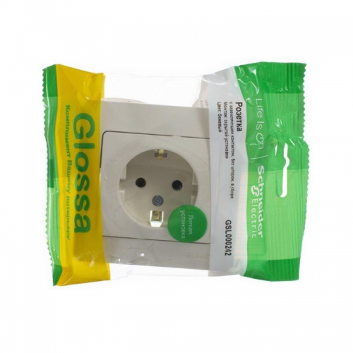 Розетка 1-м СП Glossa 16А IP20 с заземл. в сборе беж. SE GSL000242 GSL000242