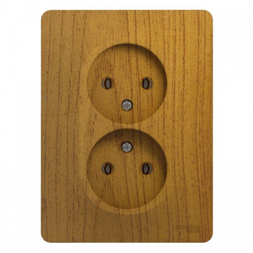 Розетка 2-м СП Glossa 16А IP20 без заземл. в сборе дерево дуб SE GSL000520 GSL000520
