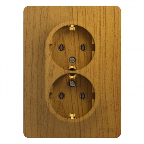 Розетка 2-м СП Glossa 16А IP20 с заземл. в сборе дерево дуб SE GSL000524 GSL000524