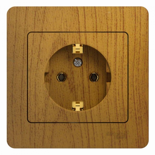 Розетка 1-м СП Glossa 16А IP20 с заземл. в сборе дерево дуб SE GSL000542 GSL000542