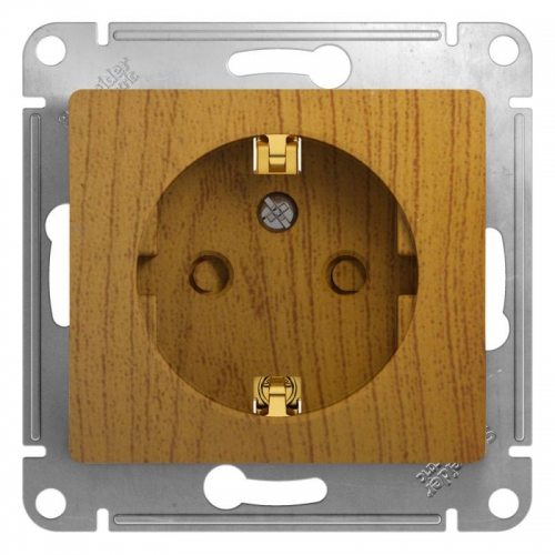 Розетка 1-м СП Glossa 16А IP20 с заземл. защ. шторки механизм дерево дуб SE GSL000545 GSL000545