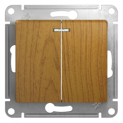 Выключатель 2-кл. СП Glossa 10А IP20 (сх. 5а) 10AX с подсветкой механизм дерево дуб SE GSL000553 GSL000553