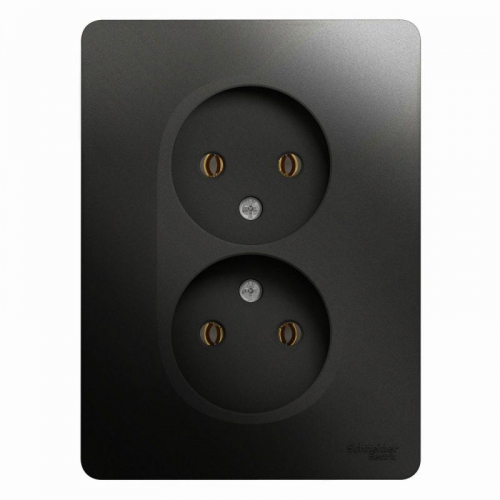 Розетка 2-м СП Glossa 16А IP20 без заземл. в сборе антрацит SE GSL000720 GSL000720