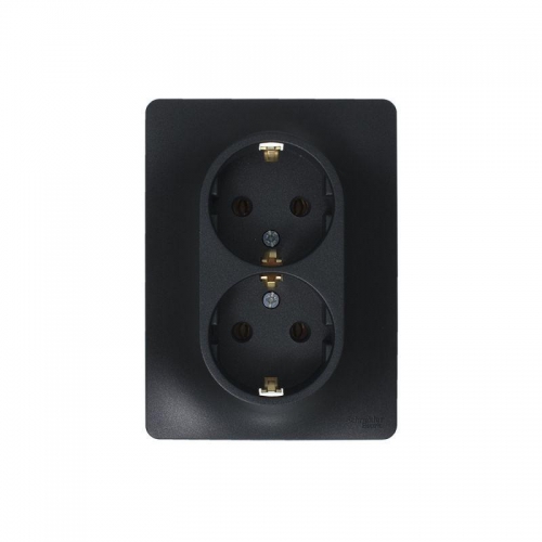 Розетка 2-м Glossa 16А с заземл. в сборе антрацит SE GSL000724 GSL000724