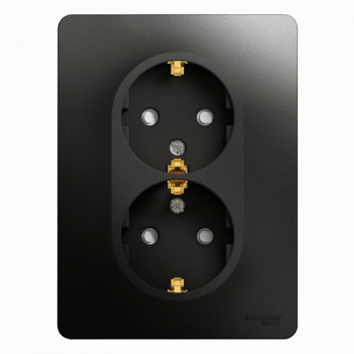 Розетка 2-м Glossa 16А с заземл. защ. шторки в сборе антрацит SE GSL000726 GSL000726