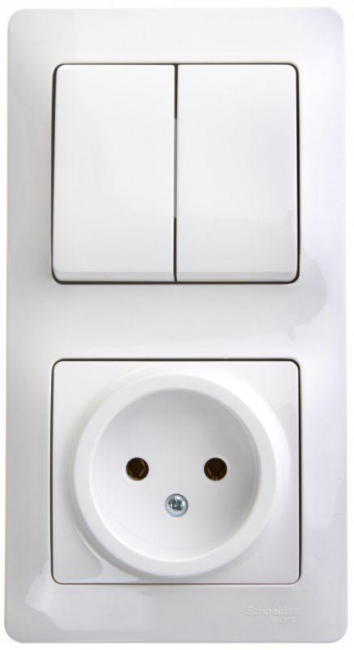 Блок комбинированный Glossa (розетка + 2-кл. выкл.) бел. SE GSL000172 GSL000172