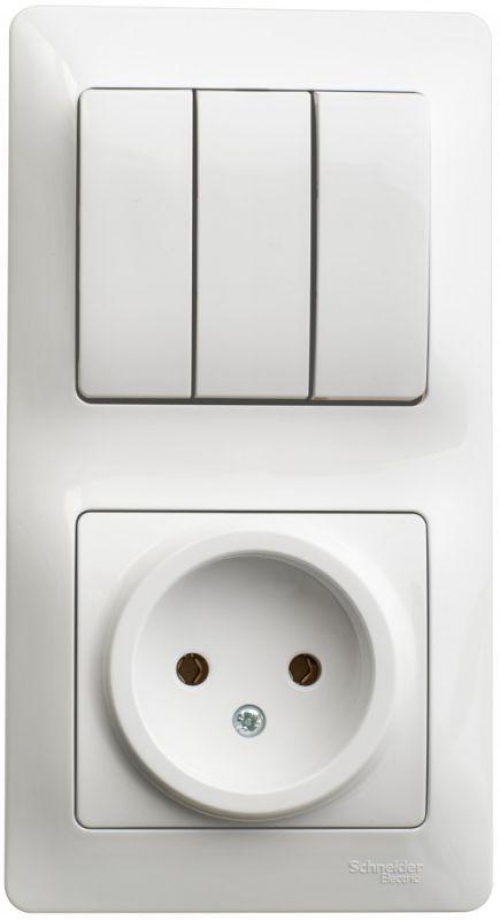 Блок комбинированный Glossa (розетка + 3-кл. выкл.) бел. SE GSL000176 GSL000176