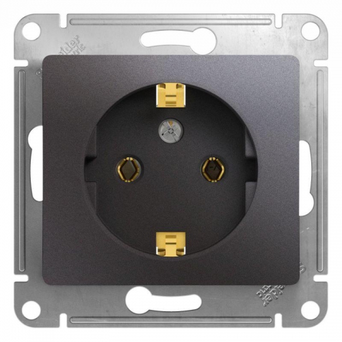 Розетка 1-м СП Glossa 16А IP20 250В с заземл. механизм графит SE GSL001343 GSL001343