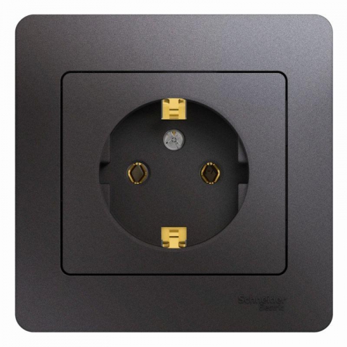 Розетка 1-м СП Glossa 16А IP20 250В с заземл. в сборе графит SE GSL001342 GSL001342