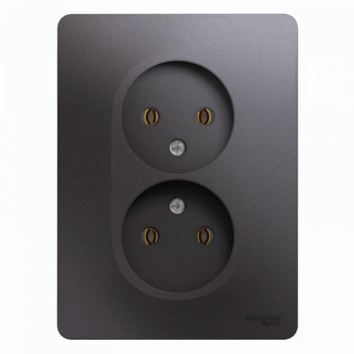 Розетка 2-м СП Glossa 16А IP20 250В без заземл. в сборе графит SE GSL001320 GSL001320
