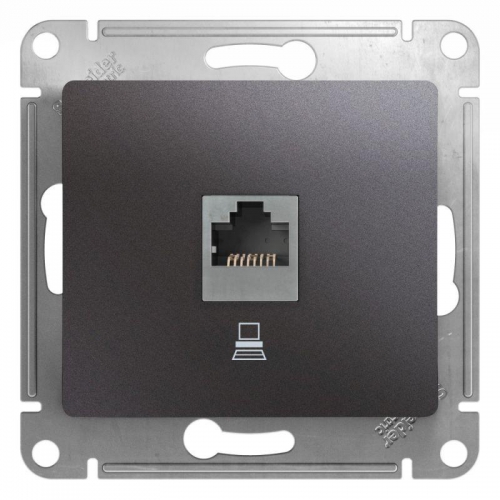 Розетка компьютерная 1-м Glossa RJ45 кат.5E механизм графит SE GSL001381K GSL001381K