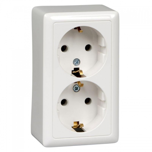 Розетка 2-м ОП Хит 16А 250В с заземл. без защ. шторок бел. SE RA16-238-B RA16-238-B
