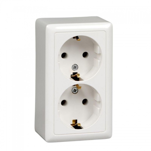 Розетка 2-м ОП Хит 16А 250В с заземл. без защ. шторок с изолир. пластиной бел. SE RA16-238I-B RA16-238I-B