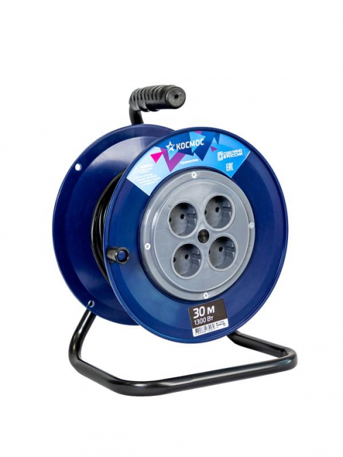 Удлинитель на катушке 4х30м 6А IP20 1.3кВт ПВС 2х0.75 КОСМОС YKKsm30m-4g(6A) YKKsm30m-4g(6A)