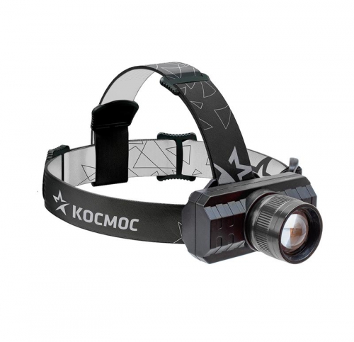 Фонарь налобный с зумом 3Вт ХРЕ литий 1200mAh зарядка micro USB шнур в компл. КОСМОС KocH3WZoo KocH3WZoo