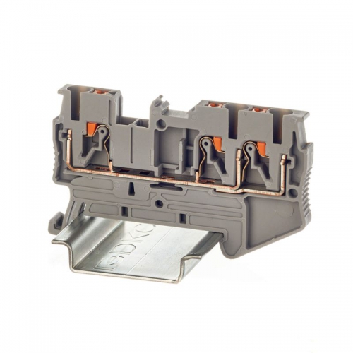 Клемма проходная зажим push-in 3 точки подключения 2.5кв.мм сер. DKC VPR-2.5-TWIN-GY VPR-2.5-TWIN-GY