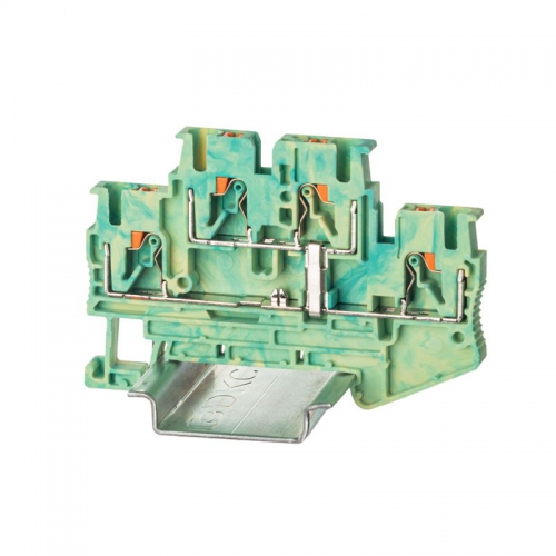 Клемма заземления двухуровневая зажим push-in 4 точки подключения 2.5 кв.мм DKC VPRTT-2.5-PE-YG VPRTT-2.5-PE-YG