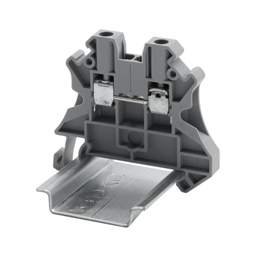 Клемма проходная винтовой зажим; 2 точки подключения; 4кв.мм сер. DKC TUR-4R TUR-4R