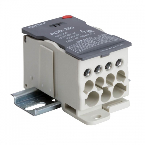 Блок распределительный винтовой зажим 1х120кв.мм 2х35кв.мм 5х16кв.мм 4х10кв.мм DKC POD-250 POD-250