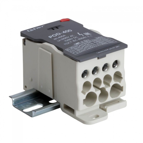 Блок распределительный винтовой зажим 1х185кв.мм 2х35кв.мм 5х16кв.мм 4х10кв.мм DKC POD-400 POD-400