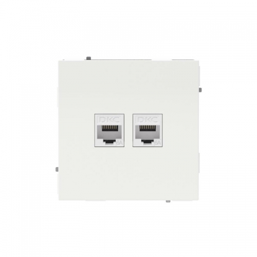 Розетка компьютерная 2-м KANT RJ45 кат.6A без шторки бел. магнолия DKC 7000674 7000674
