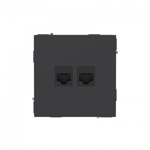 Розетка компьютерная 2-м KANT RJ45 кат.5E без шторки черн. уголь DKC 7012664 7012664