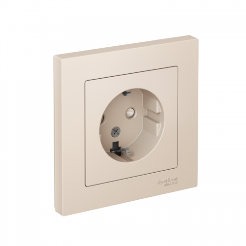 Розетка Atlas Design с заземл. защ. шторки 16А в сборе беж. SchE ATN000244 ATN000244
