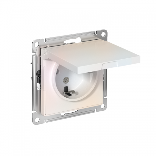 Розетка 1-м СП AtlasDesign 16А IP20 с заземл. защ. шторки с крышкой механизм жемчуж. SchE ATN000446 ATN000446