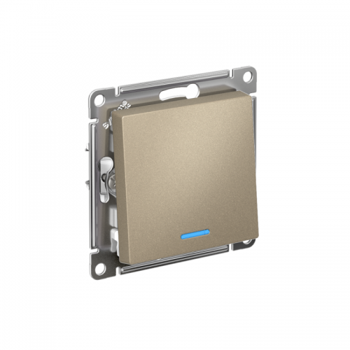 Механизм переключателя 1-кл. СП Atlas Design 10А IP20 (сх. 6а) 10AX с подсветкой шампань SchE ATN000563 ATN000563