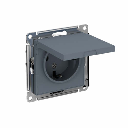 Розетка 1-м СП AtlasDesign 16А IP20 с заземл. защ. шторки с крышкой механизм грифель SchE ATN000746 ATN000746