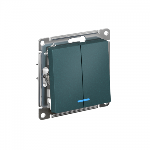 Механизм выключателя 2-кл. СП Atlas Design 10А IP20 (сх. 5а) 10AX с подсветкой изумруд SchE ATN000853 ATN000853
