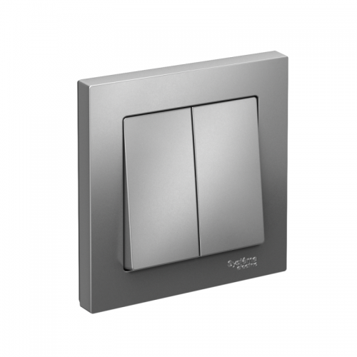 Выключатель 2-кл. СП AtlasDesign 10А IP20 (сх. 5) 10AX в сборе сталь SchE ATN000952 ATN000952