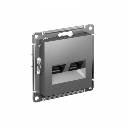 Розетка компьютерная 2-м AtlasDesign RJ45 кат.5E механизм сталь SchE ATN000985 ATN000985