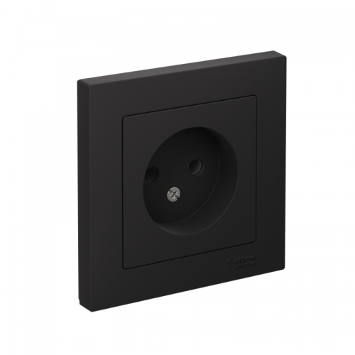 Розетка 1-м СП AtlasDesign 16А IP20 без заземл. в сборе карбон SchE ATN001040 ATN001040