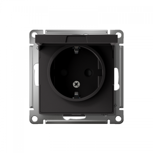 Механизм розетки 1-м СП AtlasDesign 16А IP20 с заземл. защ. шторки с крышкой карбон SchE ATN001046 ATN001046