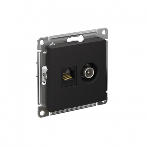 Механизм розетки 2-м Atlas Design комп. RJ45 кат.5E+TV карбон SchE ATN001089 ATN001089