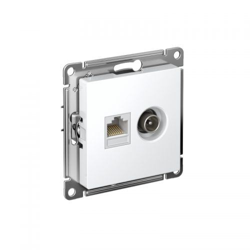 Розетка компьютерная + телевизионная 2-м AtlasDesign RJ45 кат.5E лотос SE ATN001389 ATN001389