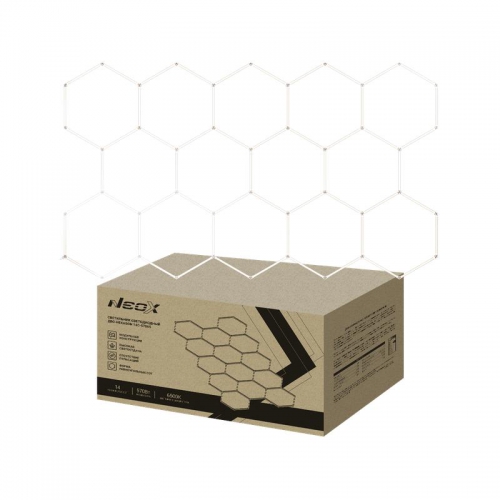 Светильник светодиодный ДБО-HEXAGON 14С-57065 570Вт 6500К 230В 4027х2325мм 14 сот 0.5м шнур с вилкой NEOX 4690612066653 4690612066653